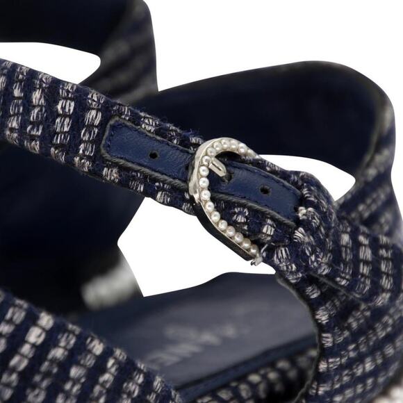 Chanel Mother Pearl CC 35.5 Tweed Chunky Beach Sandals CC-1109P-0018 - Picture 9 of 11